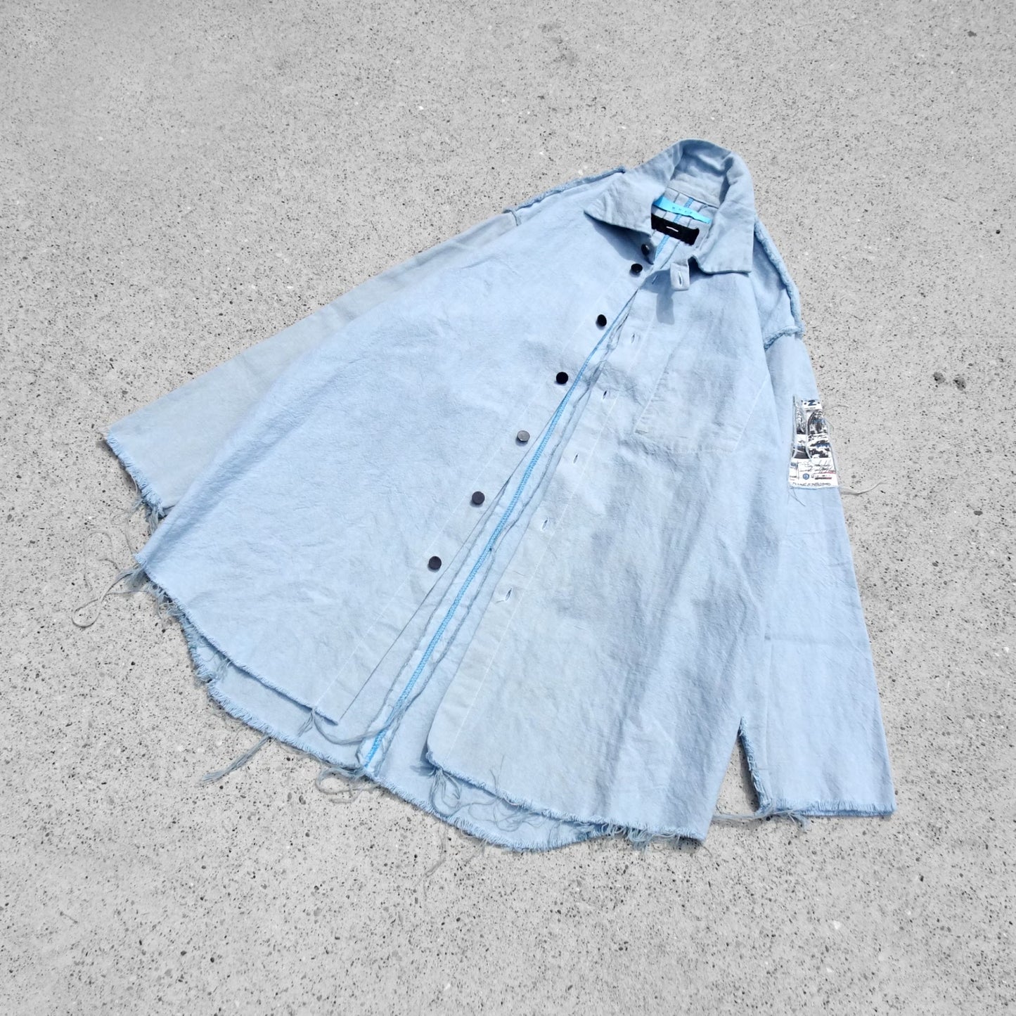 MUZE TURQUOISE LABEL ターコイズ レーベル 【×MINUS Cut Off Dress With Chin Strap】 ×マイナス カットオフ ドレス ウィズ チンストラップ(サックス)