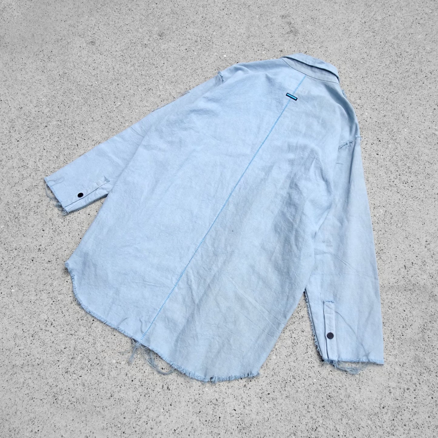 MUZE TURQUOISE LABEL ターコイズ レーベル 【×MINUS Cut Off Dress With Chin Strap】 ×マイナス カットオフ ドレス ウィズ チンストラップ(サックス)