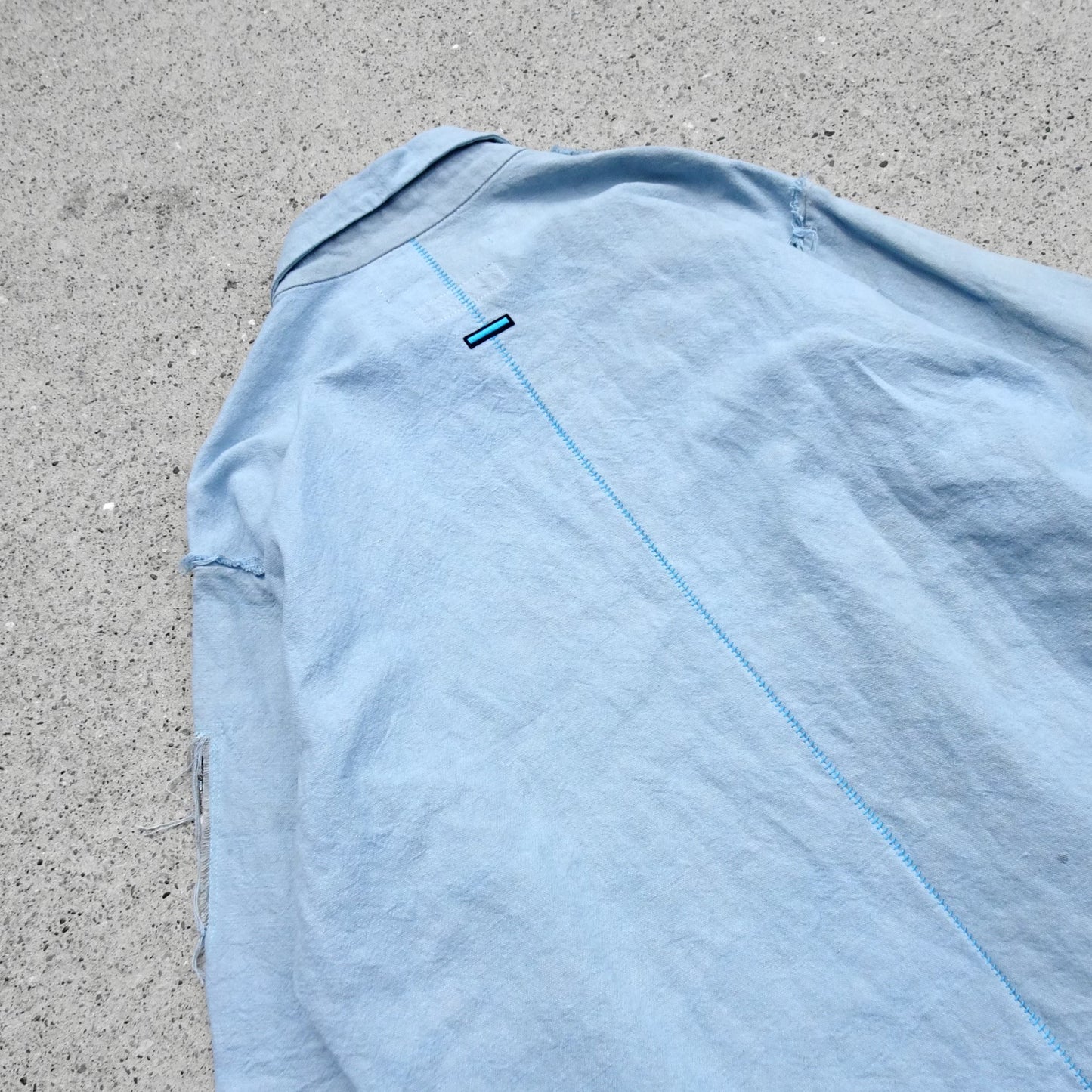 MUZE TURQUOISE LABEL ターコイズ レーベル 【×MINUS Cut Off Dress With Chin Strap】 ×マイナス カットオフ ドレス ウィズ チンストラップ(サックス)
