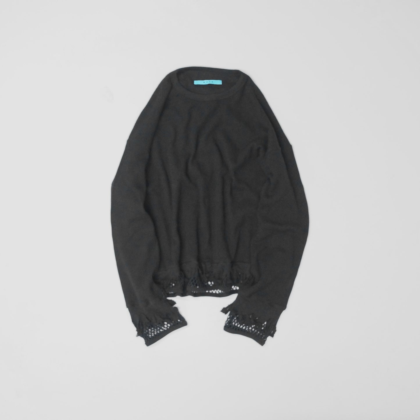 MUZE TURQUOISE LABEL - CIRCUIT RELAXED FIT WAFFLE MESH LONG SLEEVE(BLACK） ミューズ 2022年秋冬 サーキット リラックスドフィット ワッフルメッシュ ロングスリーブ ブラック