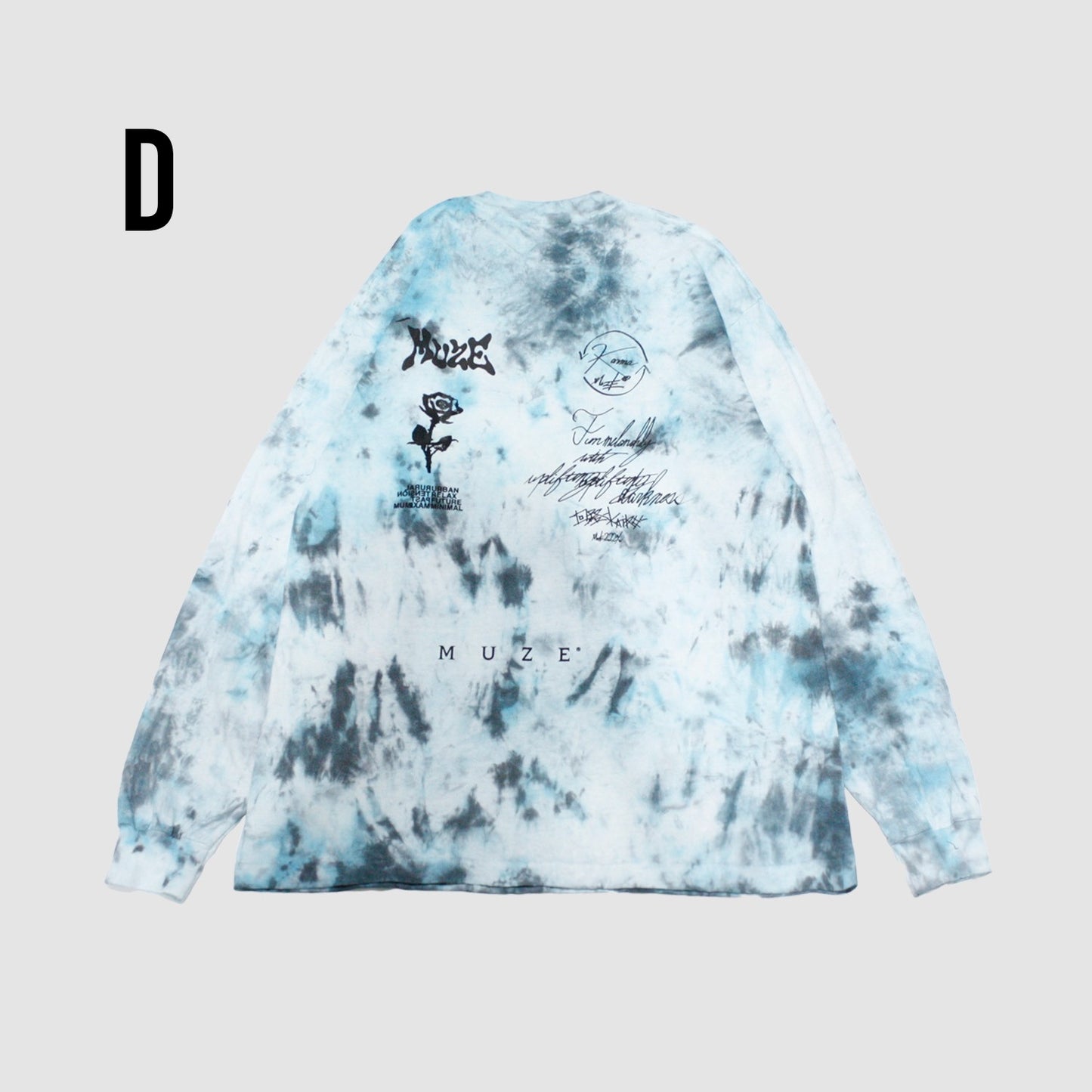 MUZE ミューズ 【TIE-DYE L/S TEE】タイダイ ロングスリーブ(ターコイズ×ブラック)
