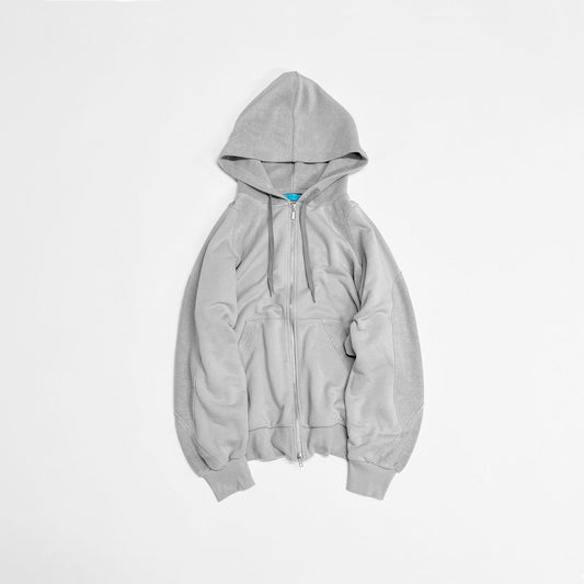 MUZE TURQUOISE LABEL - CIRCUIT RELAXED FIT ZIP-UP HOODIE(LIGHT GRAY) ミューズ リラックス ジップアップ フーディー ライト グレー
