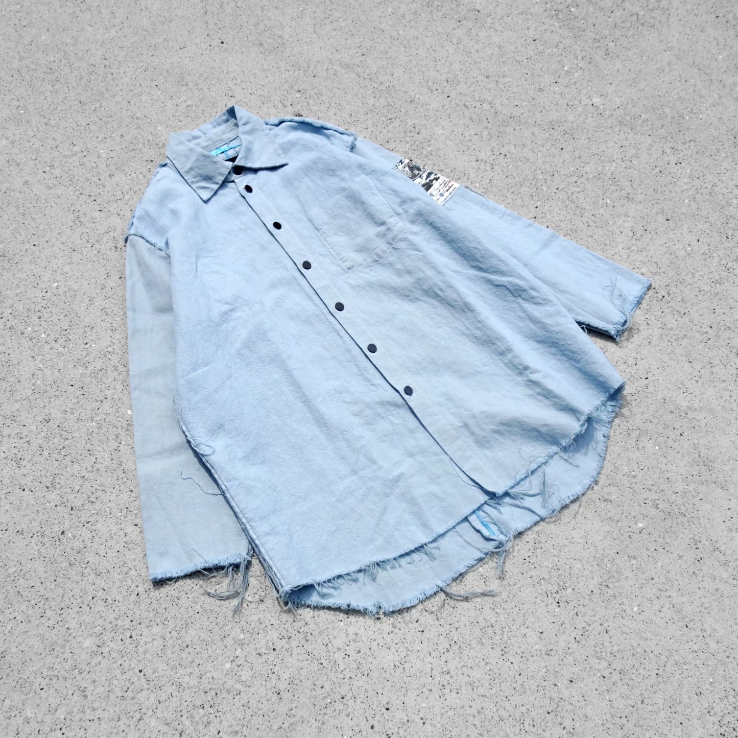 MUZE TURQUOISE LABEL ターコイズ レーベル 【×MINUS Cut Off Dress With Chin Strap】 ×マイナス カットオフ ドレス ウィズ チンストラップ(サックス)