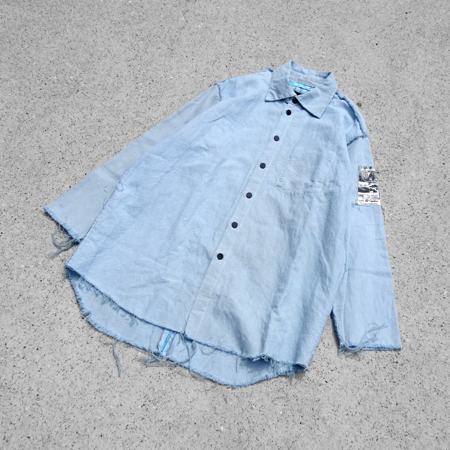 MUZE TURQUOISE LABEL ターコイズ レーベル 【×MINUS Cut Off Dress With Chin Strap】 ×マイナス カットオフ ドレス ウィズ チンストラップ(サックス)