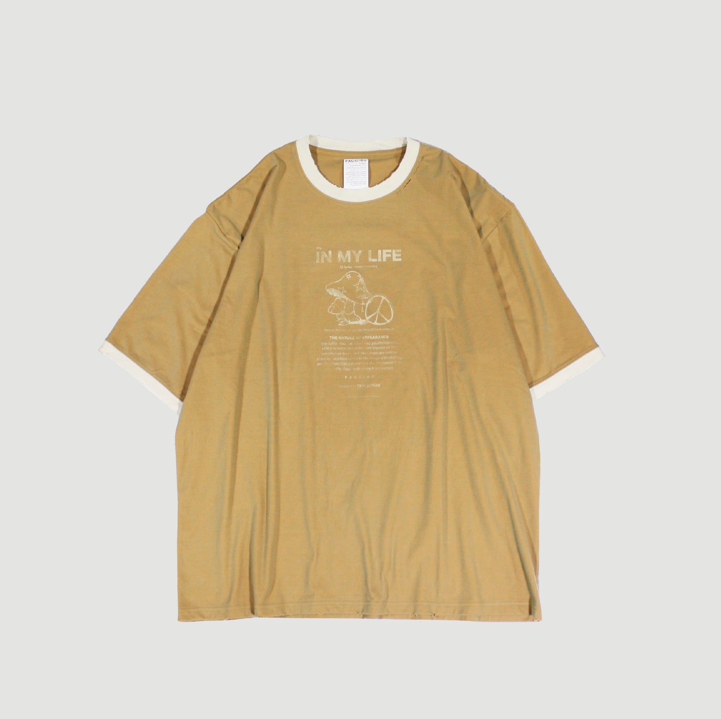 FACCIES - Mirage Used Tee(S/BROWN)ファッチーズ ミラージュ ユーズド Tシャツ ブラウン