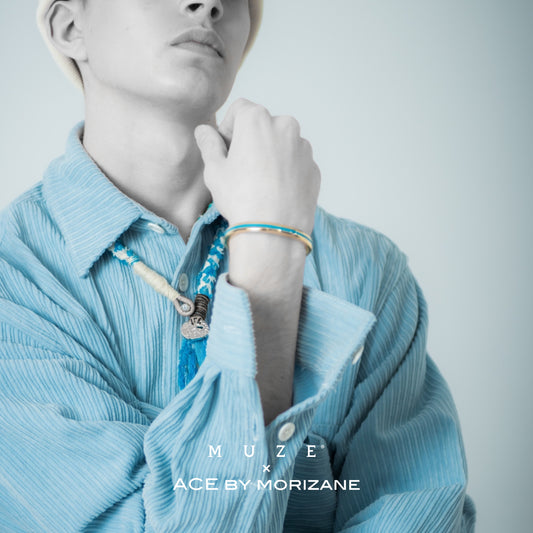 MUZE TURQUOISE LABEL × ACE by morizane - SQUARE CUFF(GOLD×TURQUOISE) ミューズ エースバイモリザネ ブレスレット