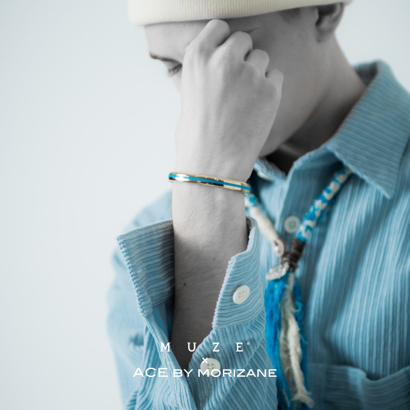 MUZE TURQUOISE LABEL × ACE by morizane - SQUARE CUFF(GOLD×TURQUOISE) ミューズ エースバイモリザネ ブレスレット