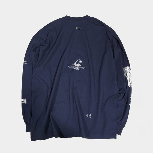 MUZE BLACK LABEL - HANDWRITING LONG SLEEVE T-SH(NAVY) ミューズ 2023春夏 ハンドライティング Tシャツ ネイビー