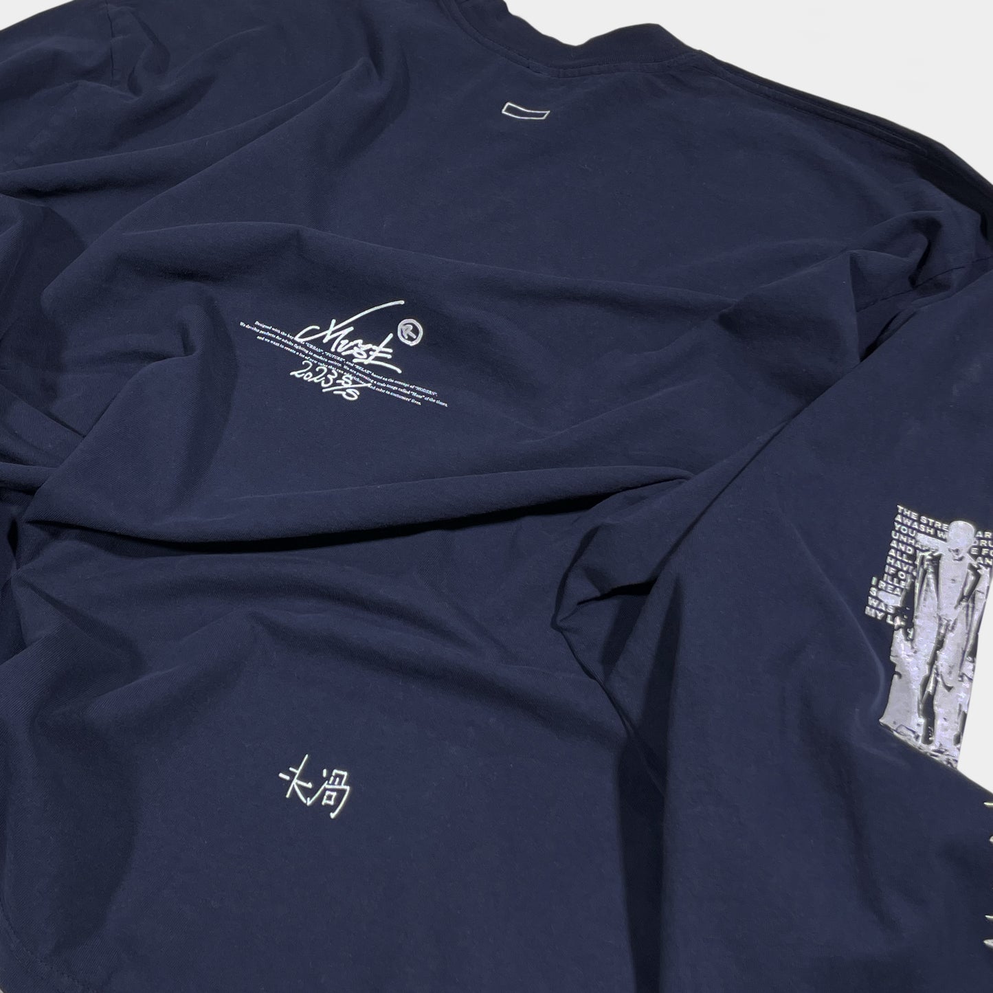 MUZE BLACK LABEL - HANDWRITING LONG SLEEVE T-SH(NAVY) ミューズ 2023春夏 ハンドライティング Tシャツ ネイビー