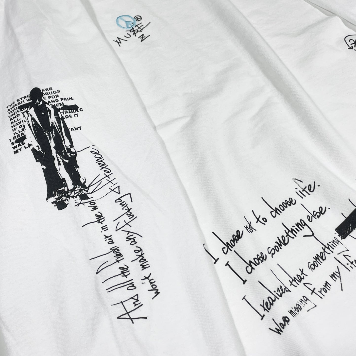 MUZE BLACK LABEL - HANDWRITING LONG SLEEVE T-SH(WHITE) ミューズ 2023春夏 ハンドライティング T-シャツ ホワイト