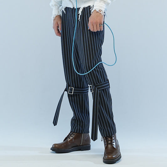 MUZE TURQUOISE LABEL × el conductorH - BONDAGE STRAIGHT TROUSERS (STRIPE) コンダクター ストライプ ボンデージパンツ
