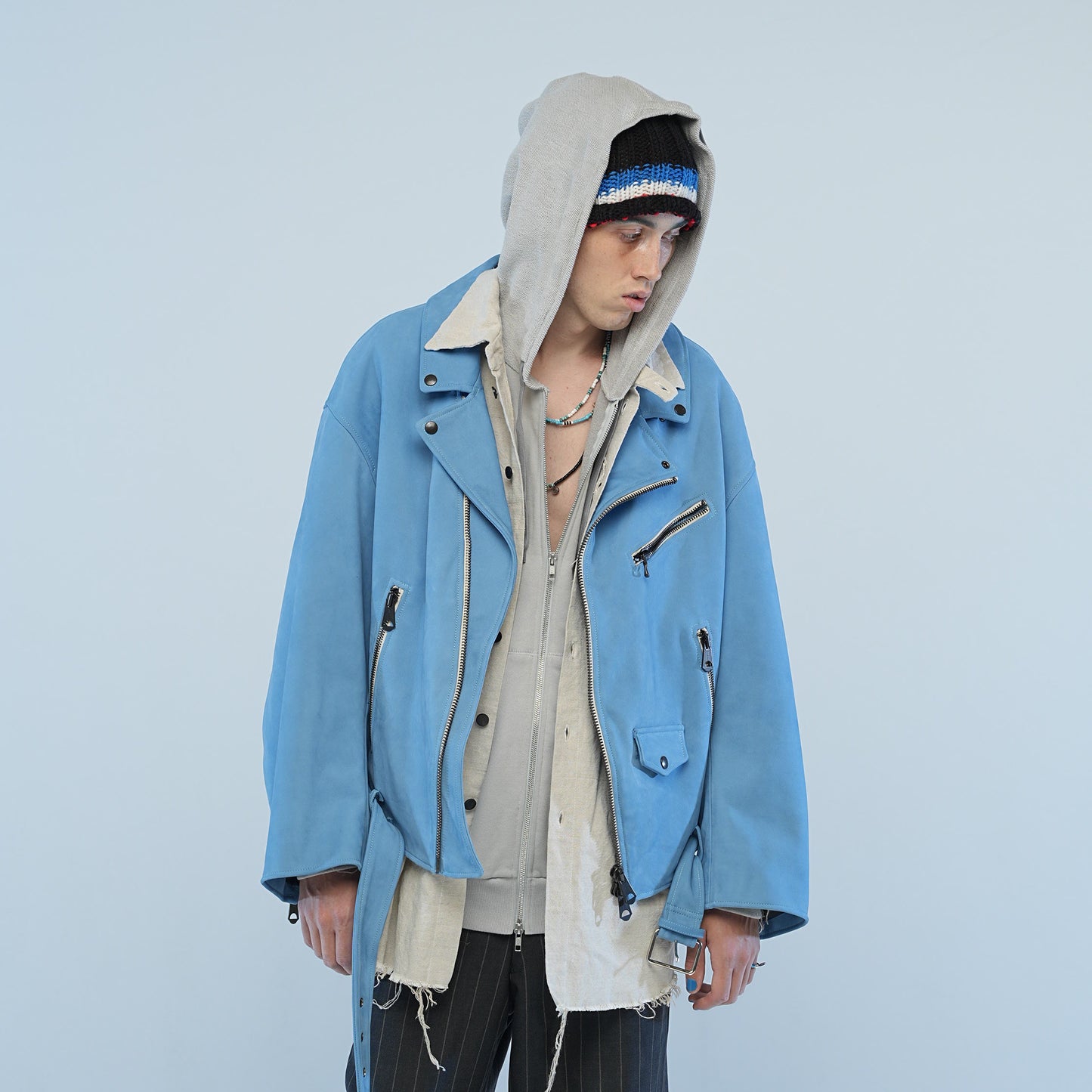 MUZE TURQUOISE LABEL - CIRCUIT RELAXED FIT ZIP-UP HOODIE(LIGHT GRAY) ミューズ リラックス ジップアップ フーディー ライト グレー
